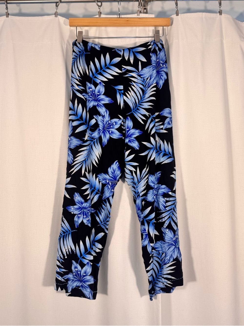 Vintage SPA Blue Tropical Floral Beaded Two Piece Set - Picture 6 of 9
